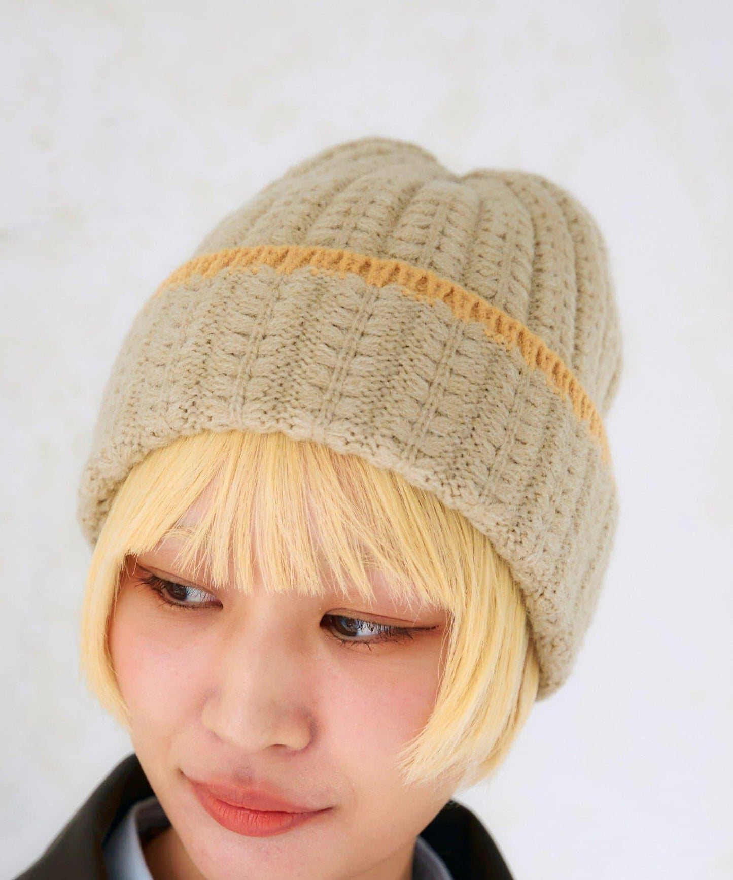 カラーラインニット帽子