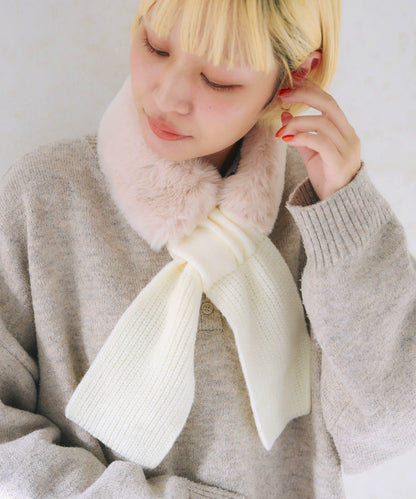 フェイクファーニットティペットマフラー