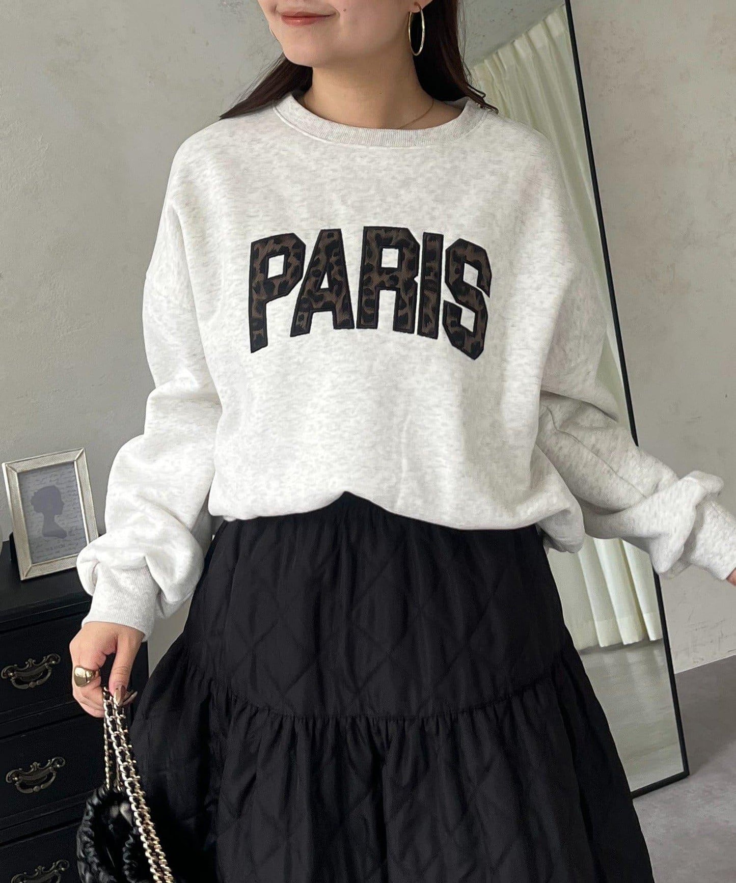 PARIS豹紋標誌加絨衛衣