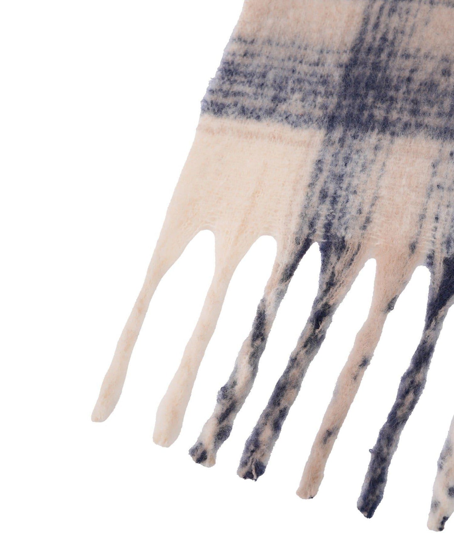 フリンジボリュームチェックマフラー