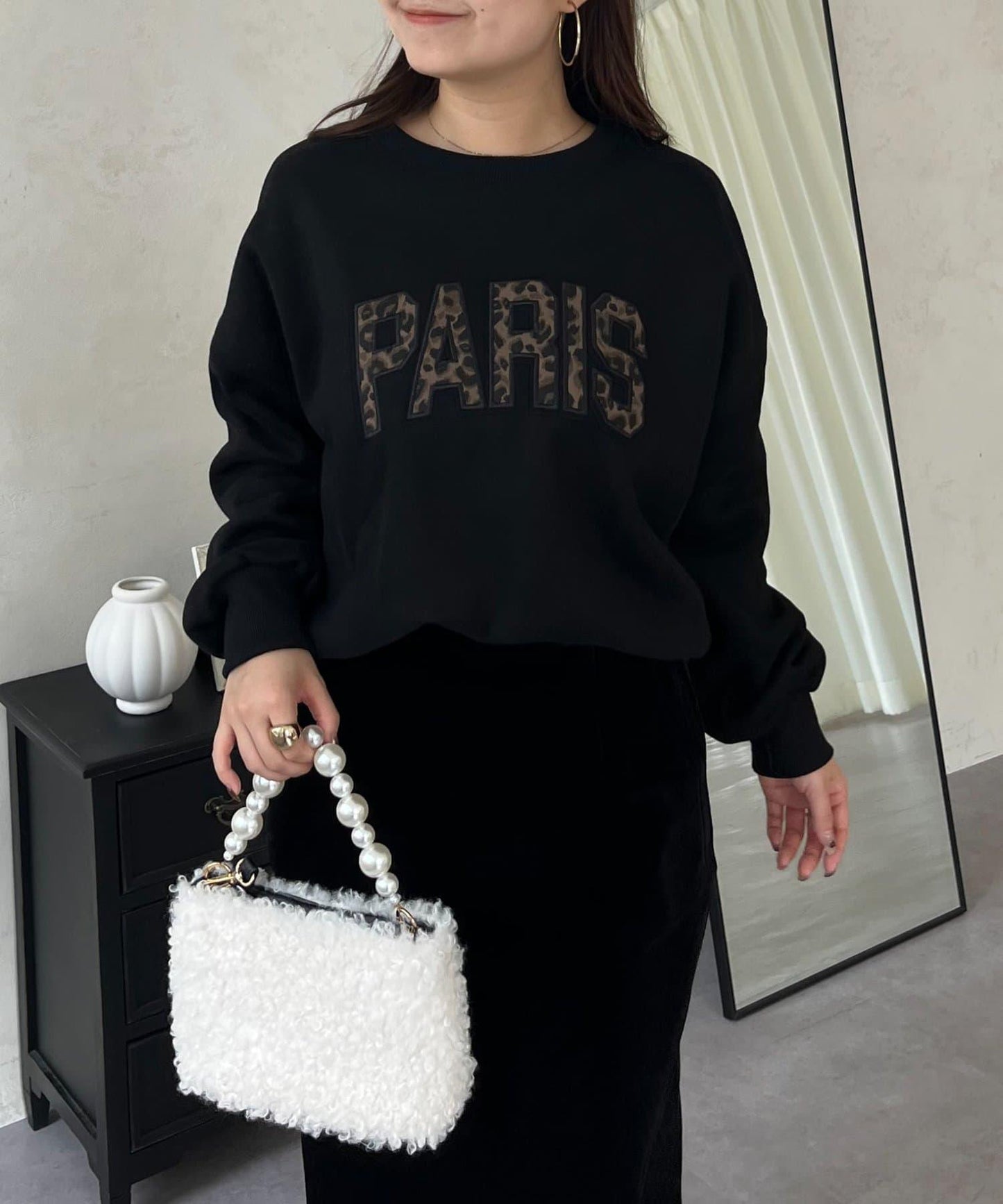 PARIS豹紋標誌加絨衛衣