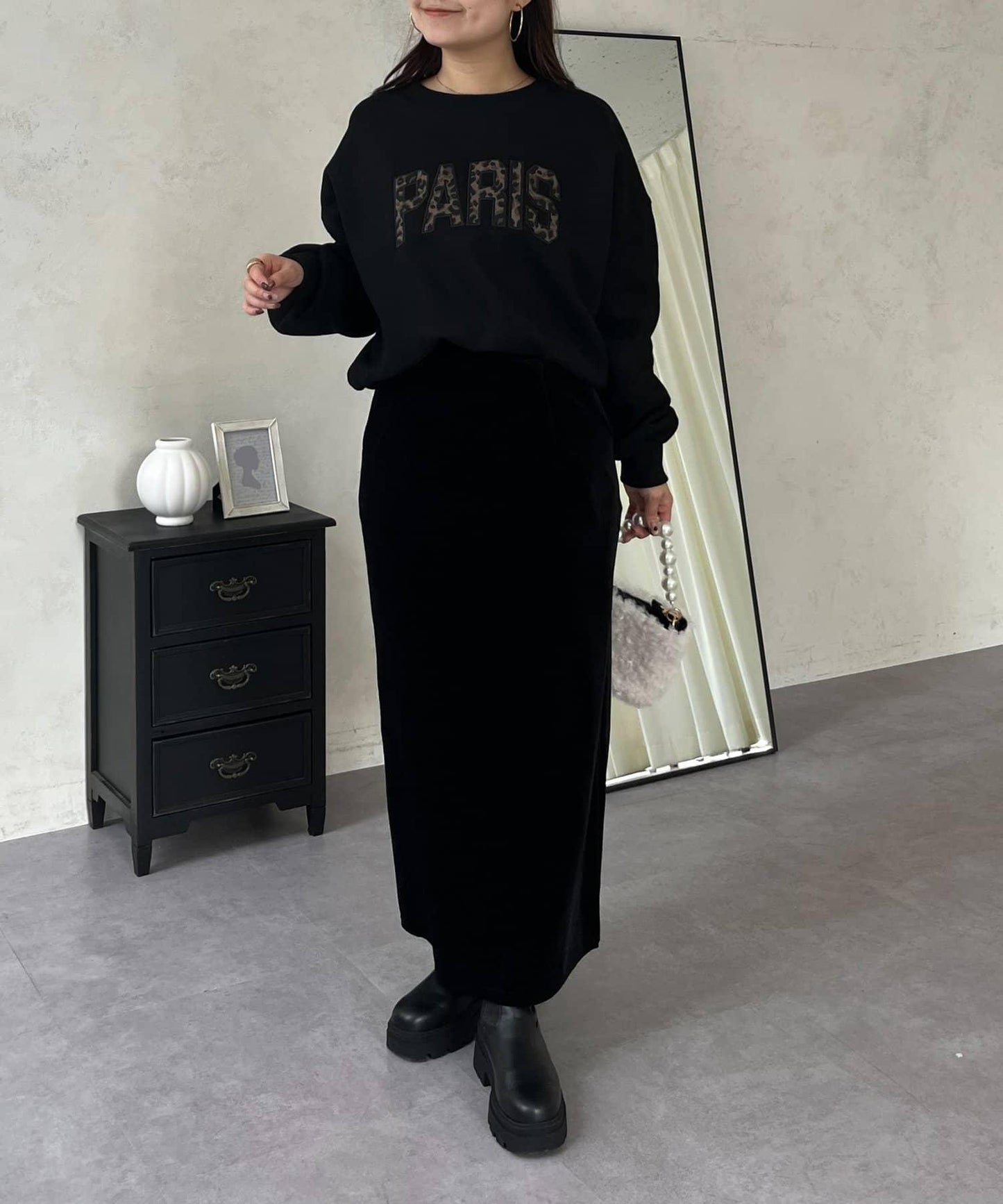 PARIS豹紋標誌加絨衛衣