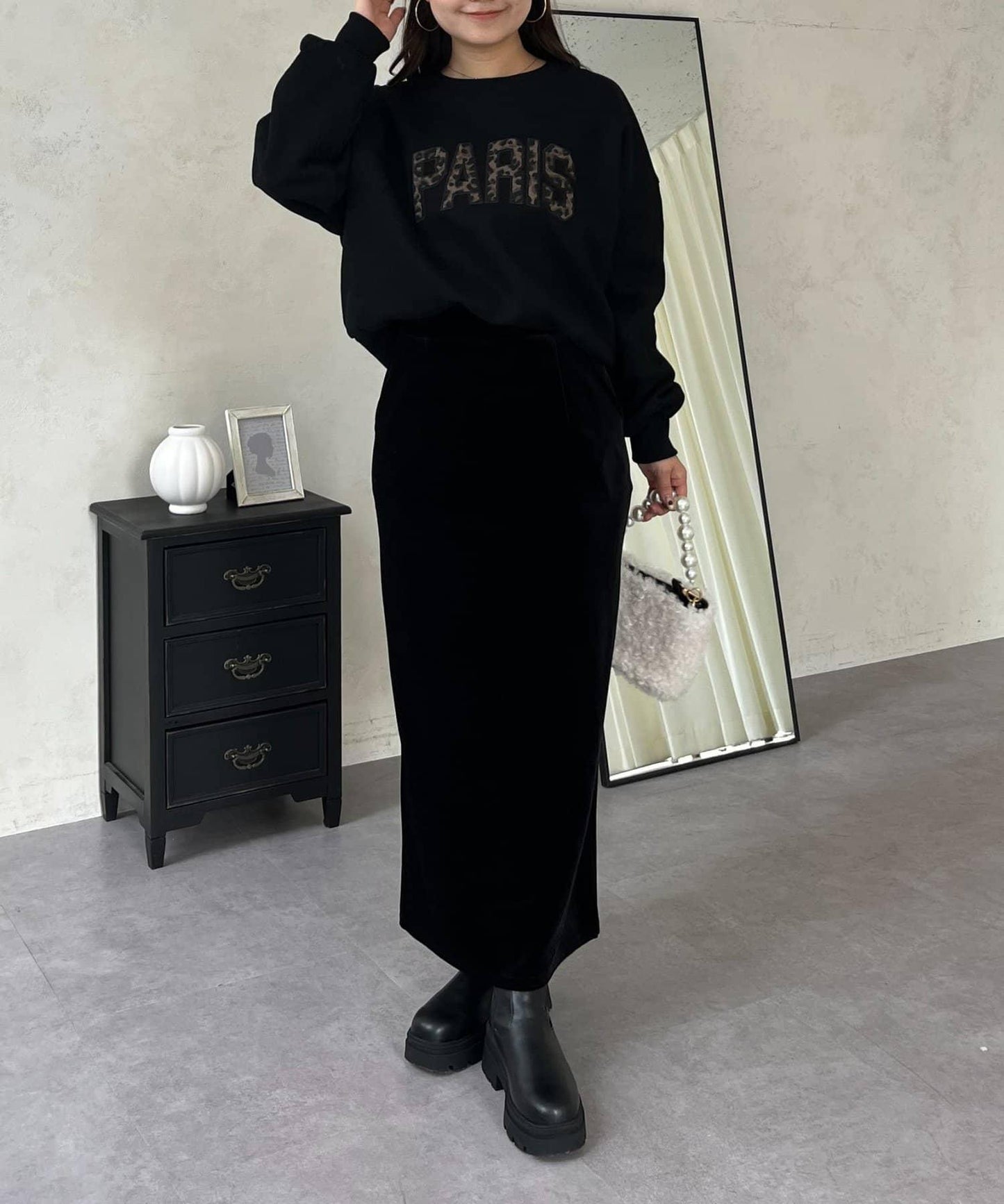 PARIS豹紋標誌加絨衛衣