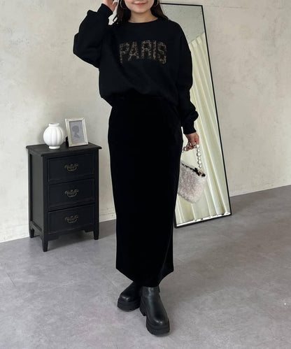 PARIS豹紋標誌加絨衛衣