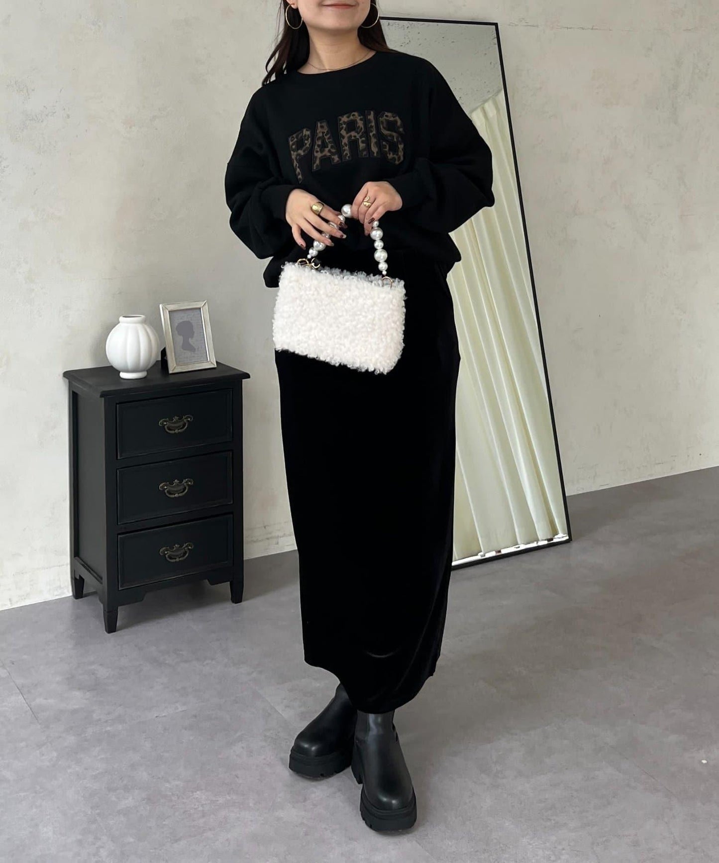 PARIS豹紋標誌加絨衛衣