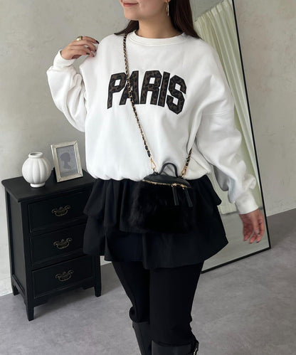 PARIS豹紋標誌加絨衛衣