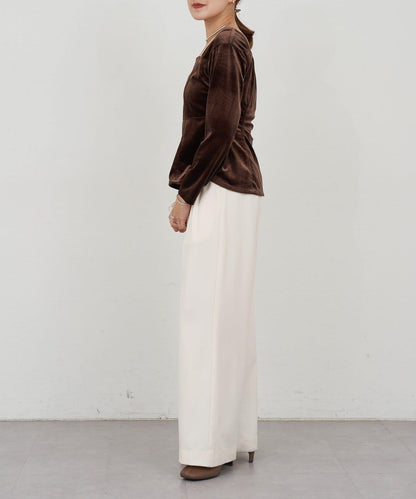 天鵝絨荷葉邊下襬套頭衫