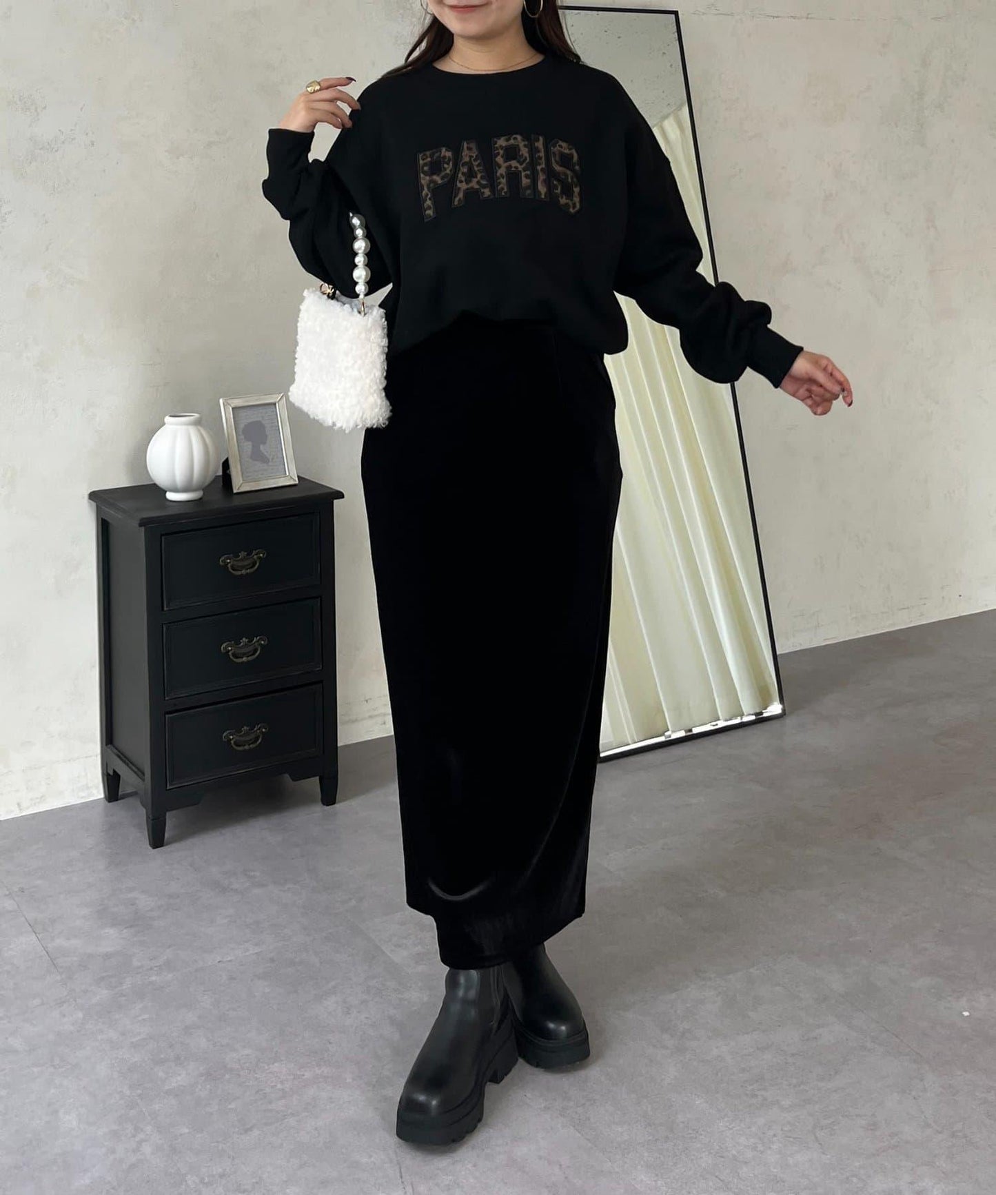 PARIS豹紋標誌加絨衛衣