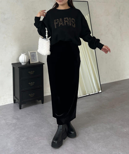 PARIS豹紋標誌加絨衛衣