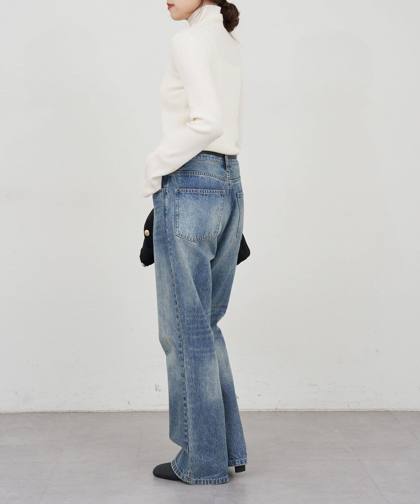 高領羅紋針織衫