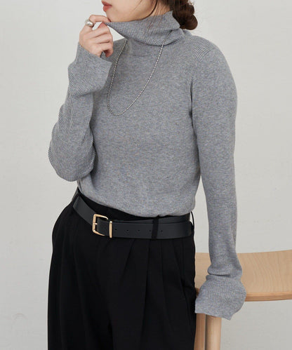 高領羅紋針織衫