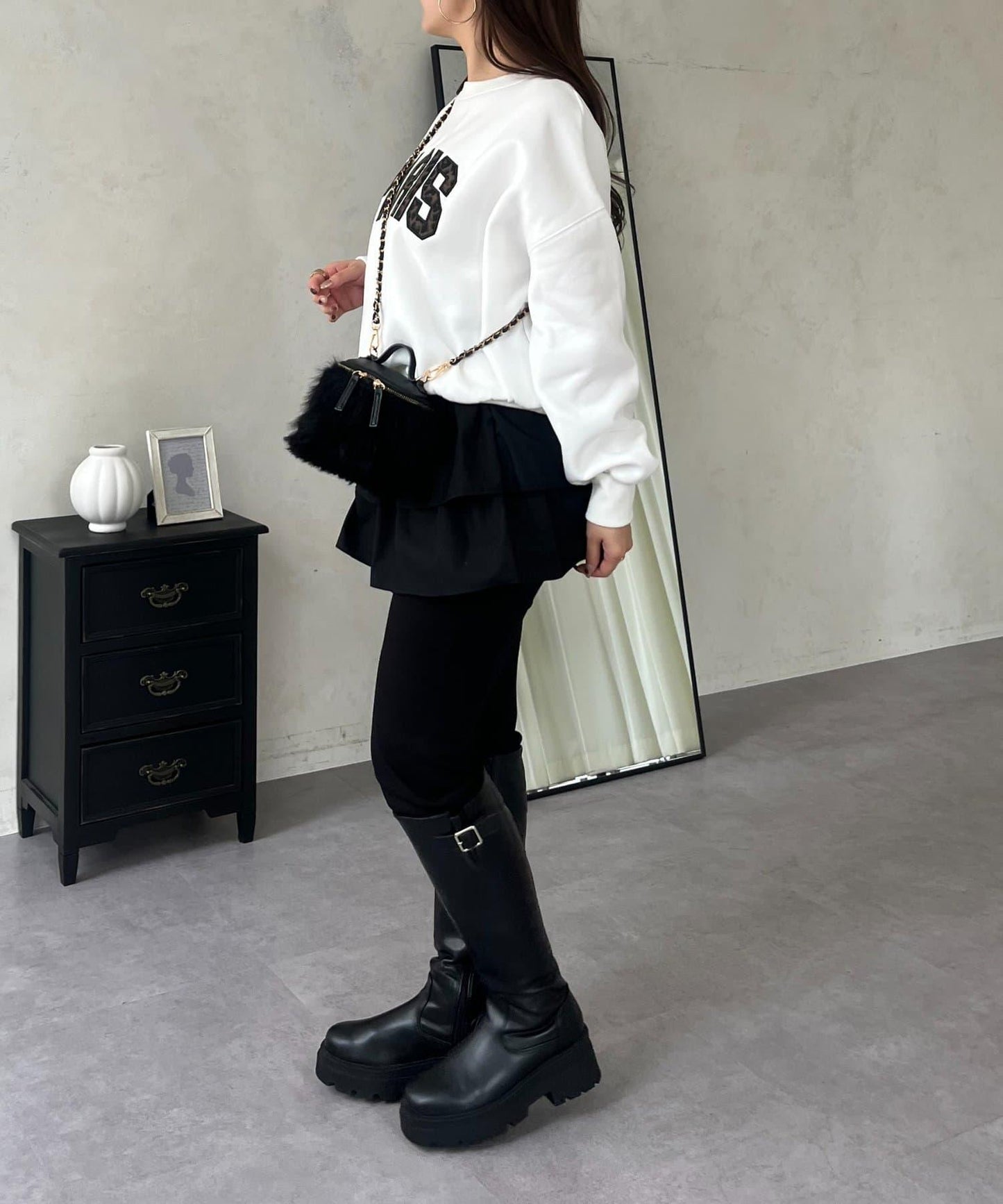 PARIS豹紋標誌加絨衛衣