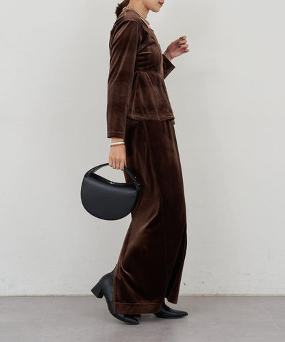 天鵝絨荷葉邊下襬套頭衫