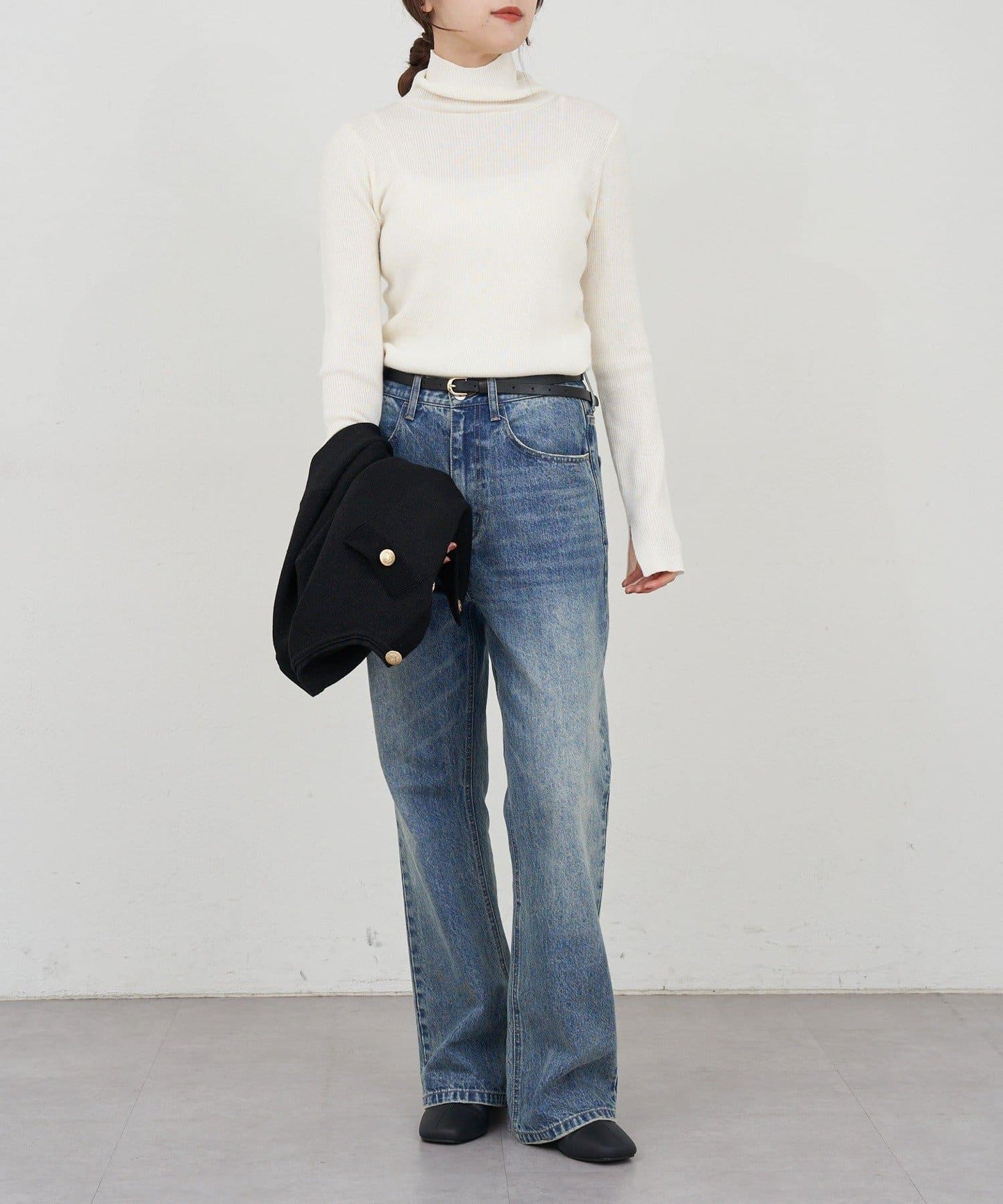 高領羅紋針織衫