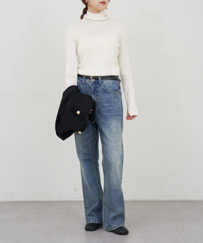 高領羅紋針織衫