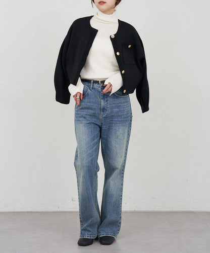 高領羅紋針織衫