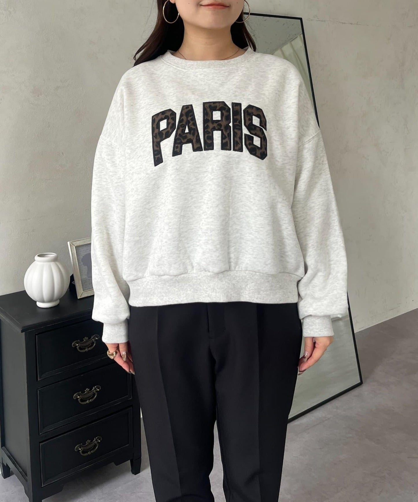 PARIS豹紋標誌加絨衛衣