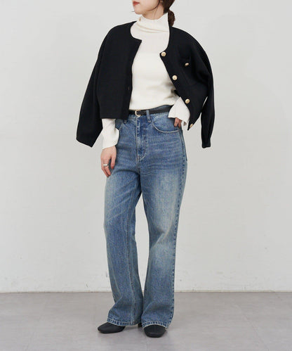 高領羅紋針織衫