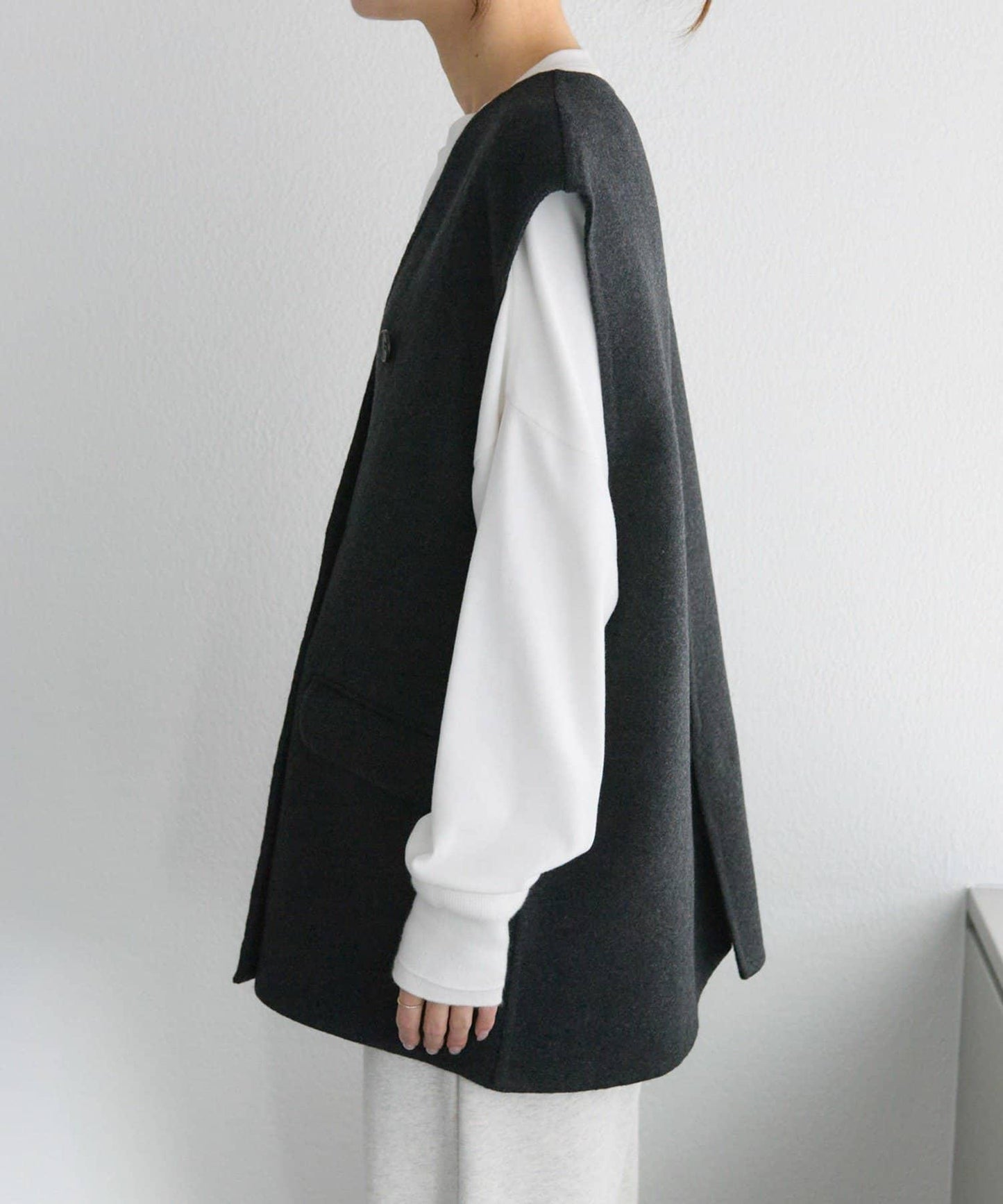 手工風羊毛混紡馬甲背心