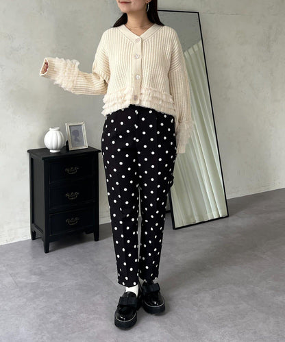 網紗荷葉邊針織開衫