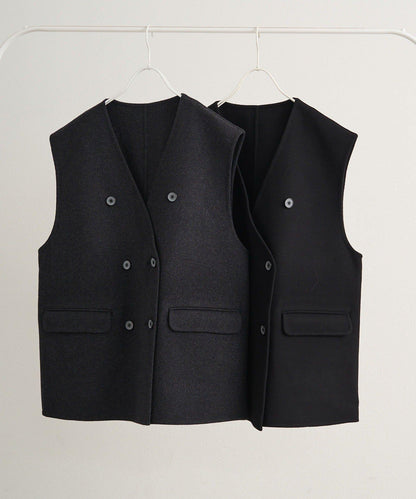 手工風羊毛混紡馬甲背心
