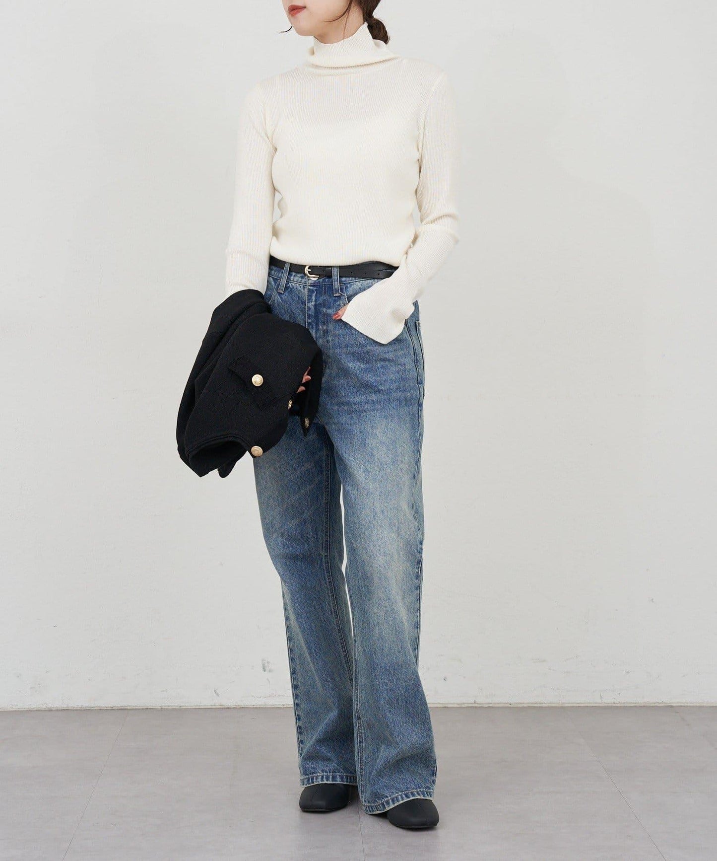 高領羅紋針織衫