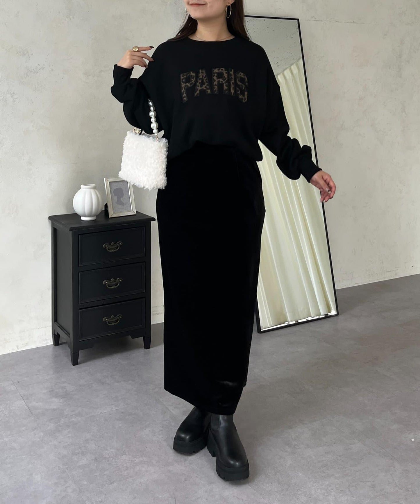 PARIS豹紋標誌加絨衛衣