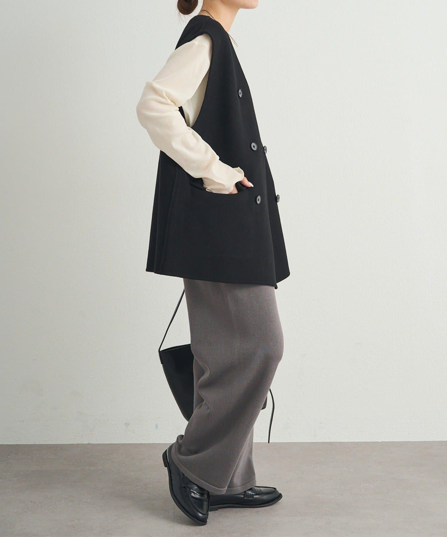 手工風羊毛混紡馬甲背心