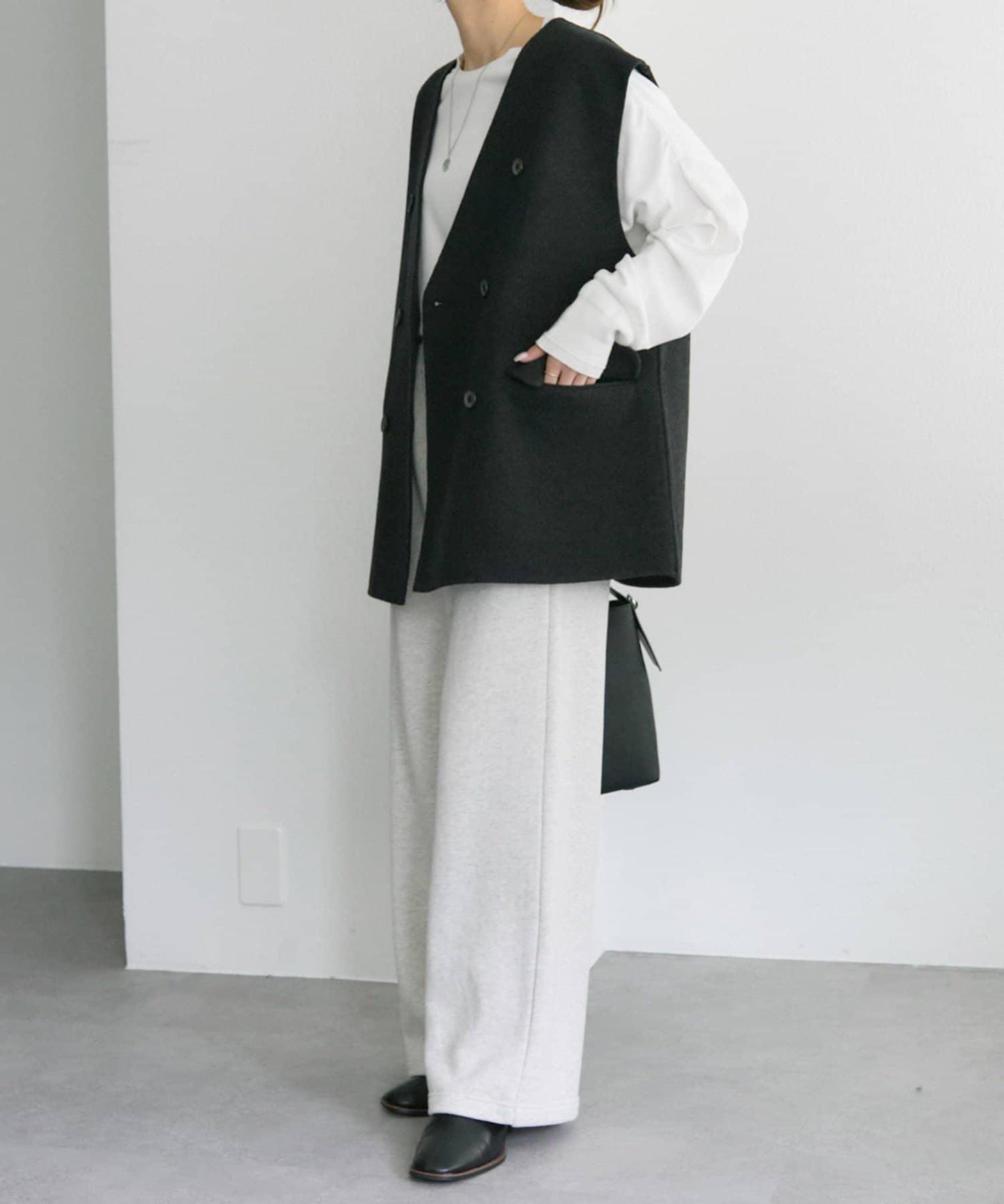 手工風羊毛混紡馬甲背心