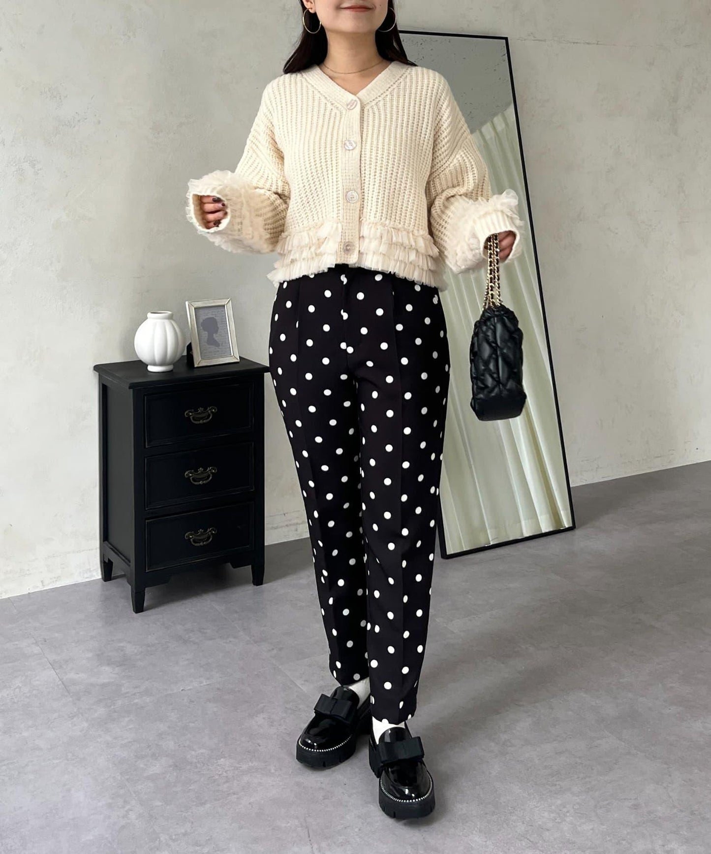 網紗荷葉邊針織開衫