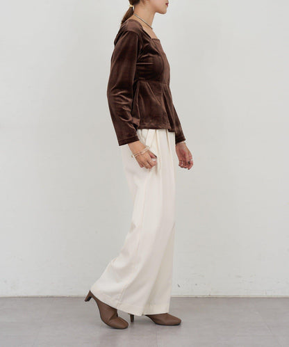 天鵝絨荷葉邊下襬套頭衫