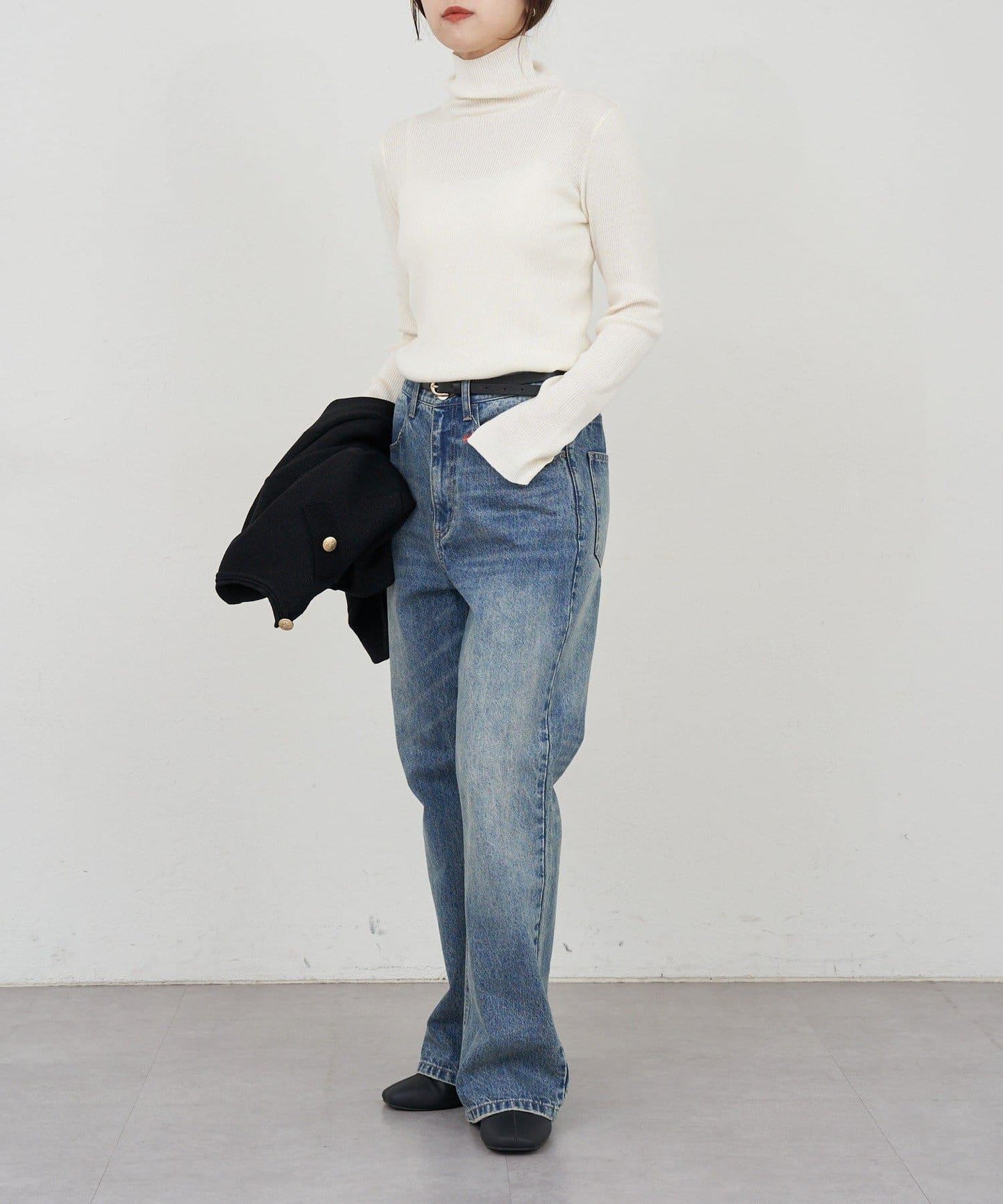 高領羅紋針織衫