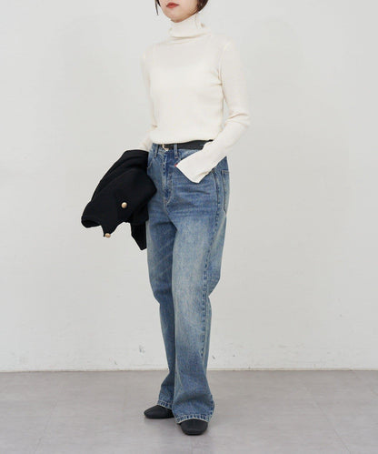 高領羅紋針織衫