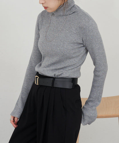 高領羅紋針織衫