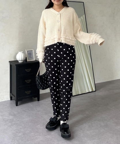 網紗荷葉邊針織開衫