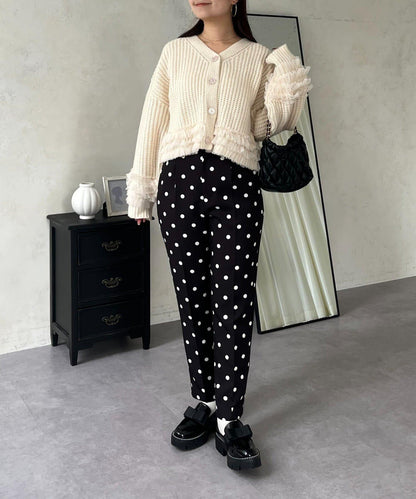 網紗荷葉邊針織開衫