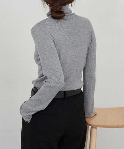高領羅紋針織衫