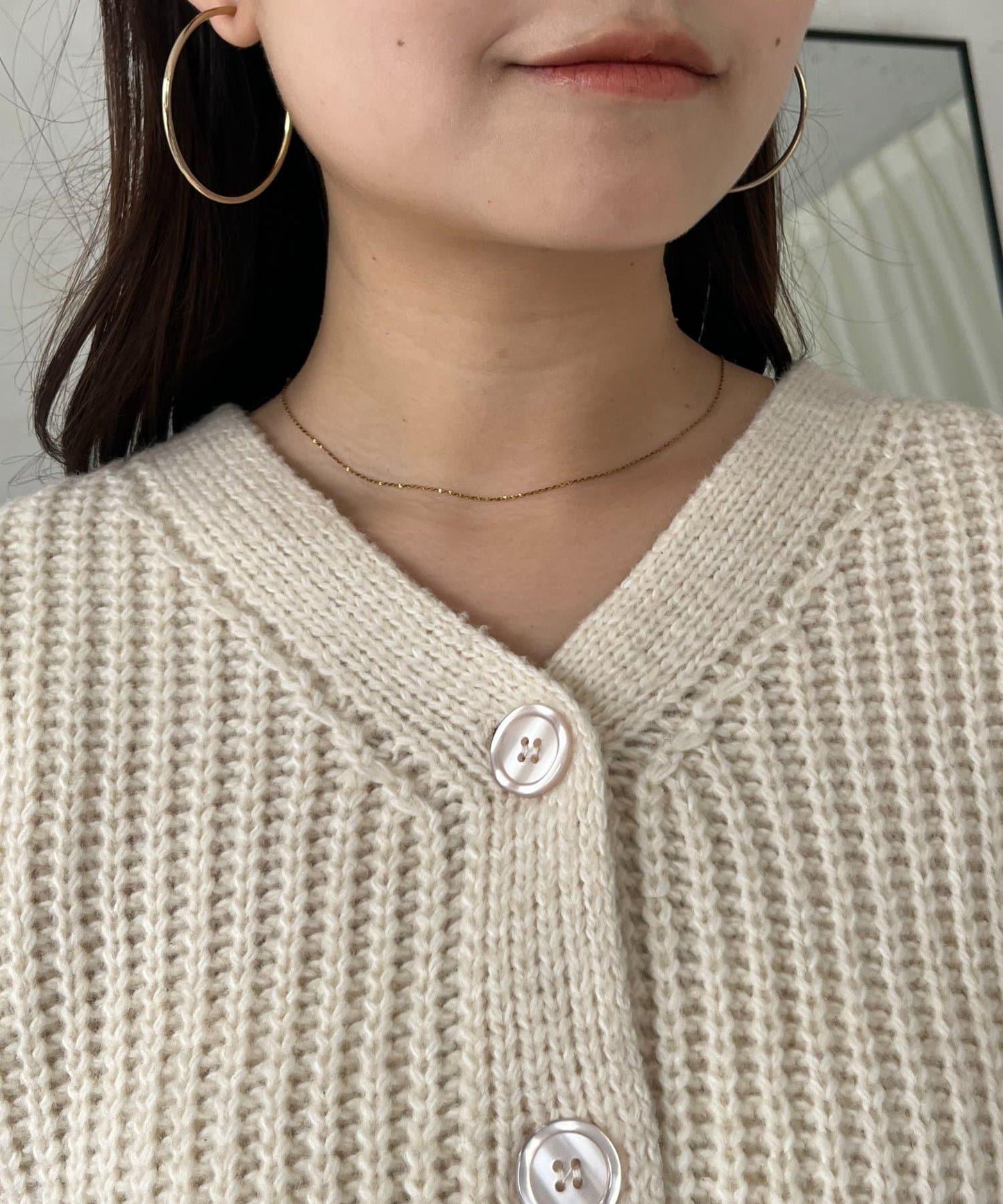 網紗荷葉邊針織開衫