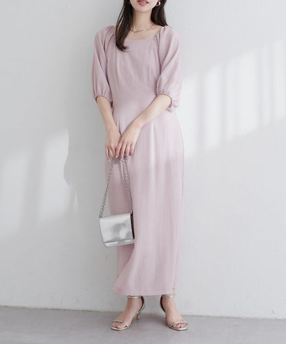 【natural couture】立體格紋泡泡袖連衣裙