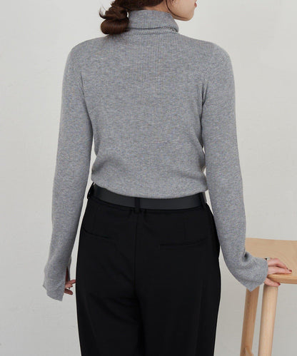 高領羅紋針織衫
