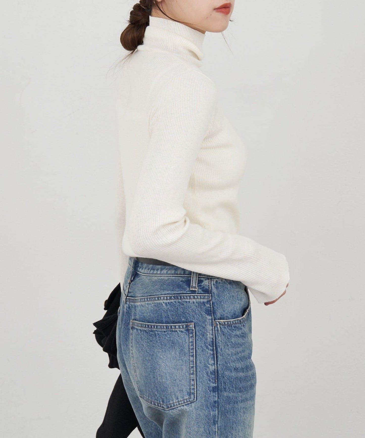 高領羅紋針織衫