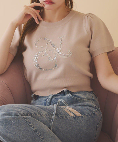 【one after another】標誌刺繡針織衫