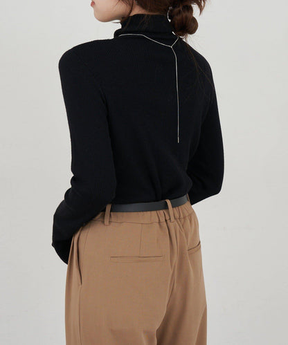 高領羅紋針織衫