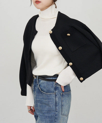 高領羅紋針織衫