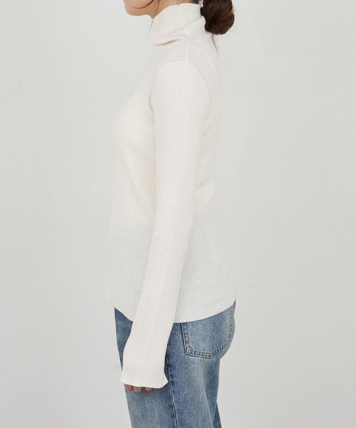 高領羅紋針織衫