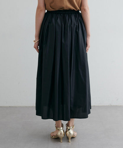 【LARUTA】塗層棉質褶皺半身裙