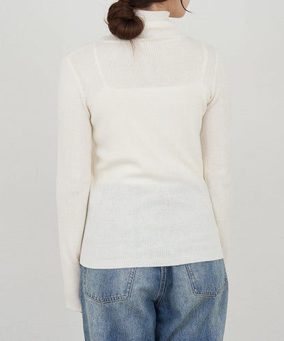 高領羅紋針織衫