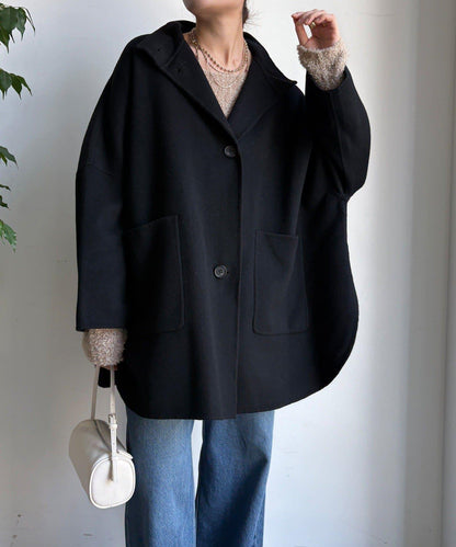 羊毛輕薄雙面立領大衣
