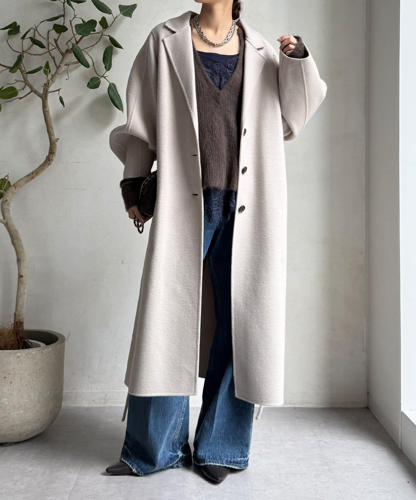 海狸絨長款大衣