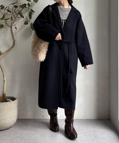 海狸絨長款大衣
